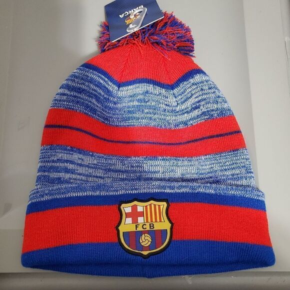NWT Fc Barcelona BARCA  Soccer Knitted Beanie Cap unisex - Picture 1 of 5